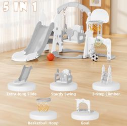 Indoor Outdoor Swing Slide Soccer Basketball Playset Playground Toddler Baby