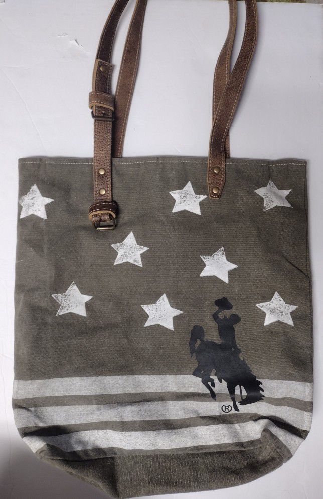 Myra Rodeo Cowboy Bucking Horse Stars Stripes Tote Bag Purse, Shoulder Bag.
