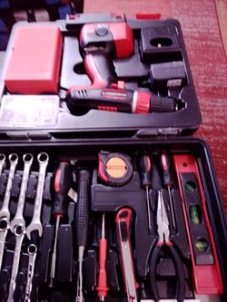 Cordless Drill and Hand Tool Set with Case