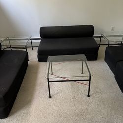 Three Glass And Metal Side/ Coffee Tables