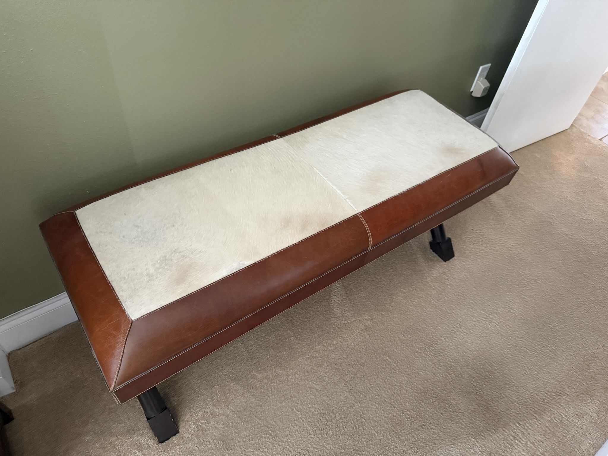 Cow Hide Leather Bench