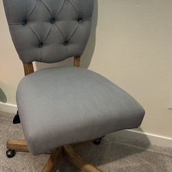 rench Country Style Adjustable Office Chair with Wooden Legs and Brass Casters