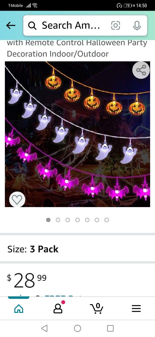 Mosoan Halloween String Lights Battery Operated 20 Feet 30 LED 3D
(WAS 31.99)