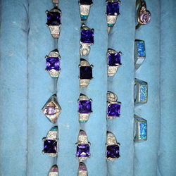 Amethyst/Fire Opal Or Amethyst/Turquoise  Sterling Silver  Rings