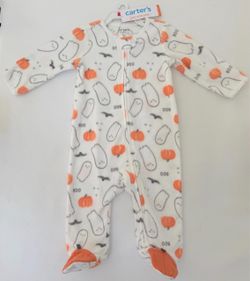 Carter's Halloween Fleece Sleeper 6M NWT Ghost Pumpkin Footed Pajamas