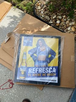 Glass corona sign with girl $150 or best offer