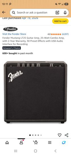 Fender Mustang LT25 Guitar Amp, 25-Watt Combo Amp,