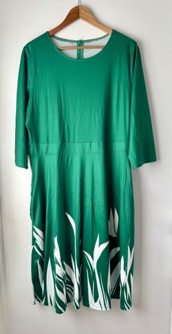 Green Floral Print Dress, 2XL