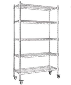 4 Tier Tier Wire Shelving Unit with Wheels, Adjustable Height, 33x13x73 Inch, 1500 LBS Heavy Duty Metal Storage Shelves