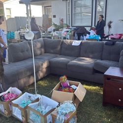 grey 2 piece cloth couch 