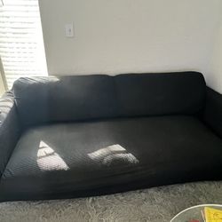 Used 82” Black Sofa & Queen Memory Foam Mattress/Box Spring/Frame