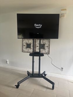 Amazon Fire TV on Rolling Mobile TV Stand