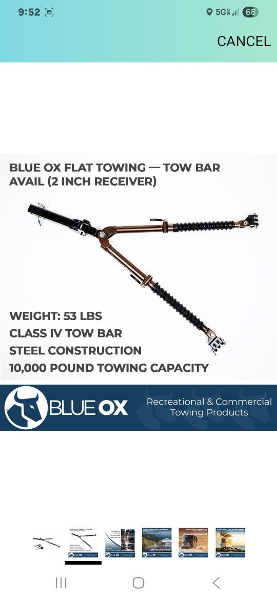 Blue Ox BX7420 Avail Tow Bar - 2" Receiver, Class IV 10,000 lb. Rating, Cinnamon Coffee Metallic