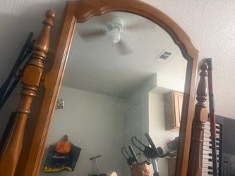 Wood Framed Arched Wall Mirror