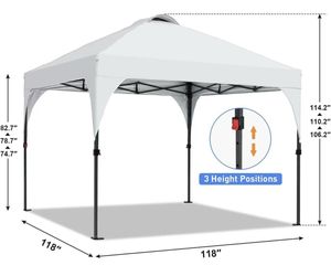 10x10ft Patio Easy Setup Pop Up Canopy Commercial Heavy Duty, Canopy Tent for Outdoor Events Instant Portable Shelter, 1 Roller Bag, 4 Sandbags, 8 Sta