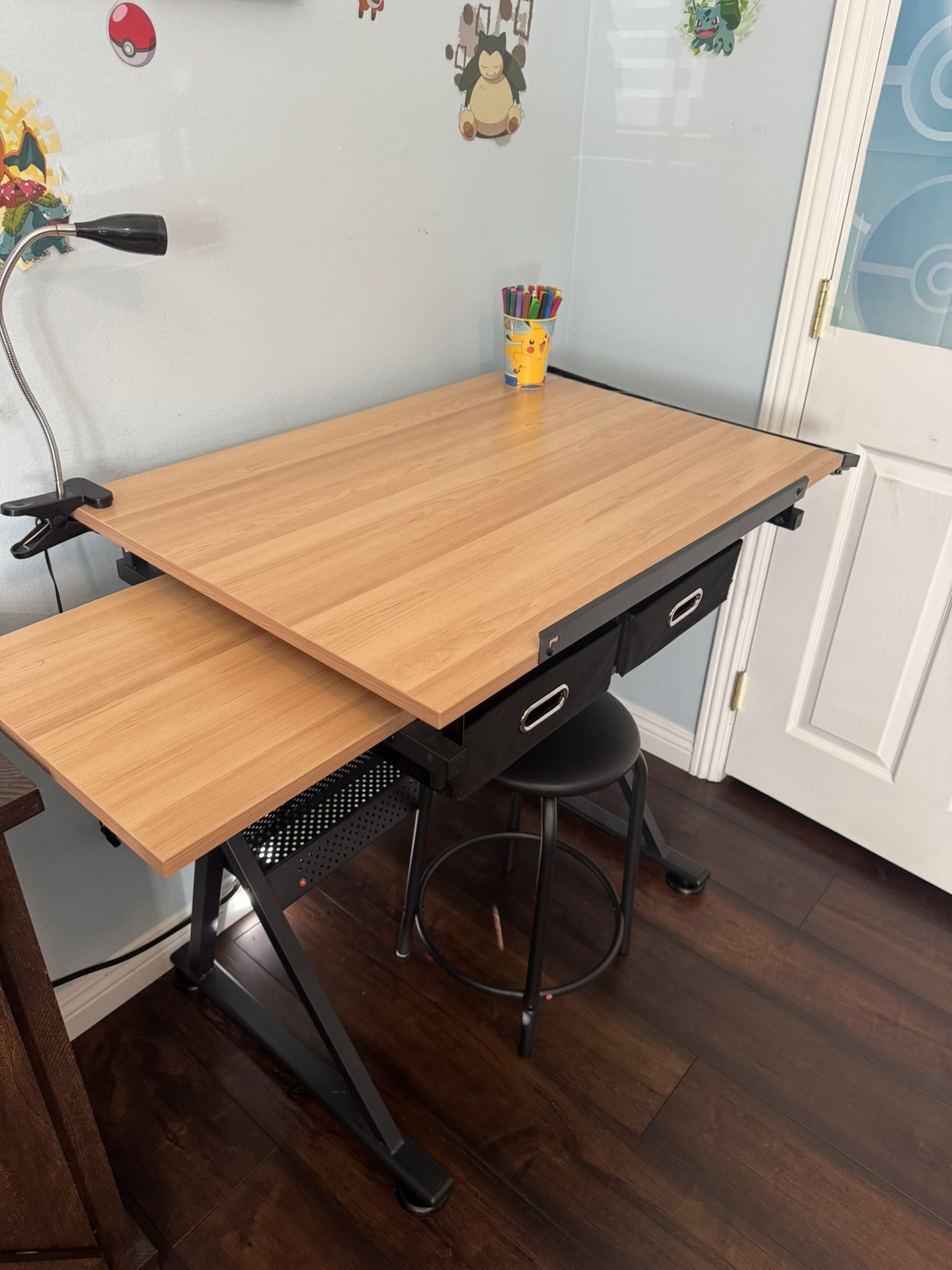 Adjustable Drafting Table with Stool