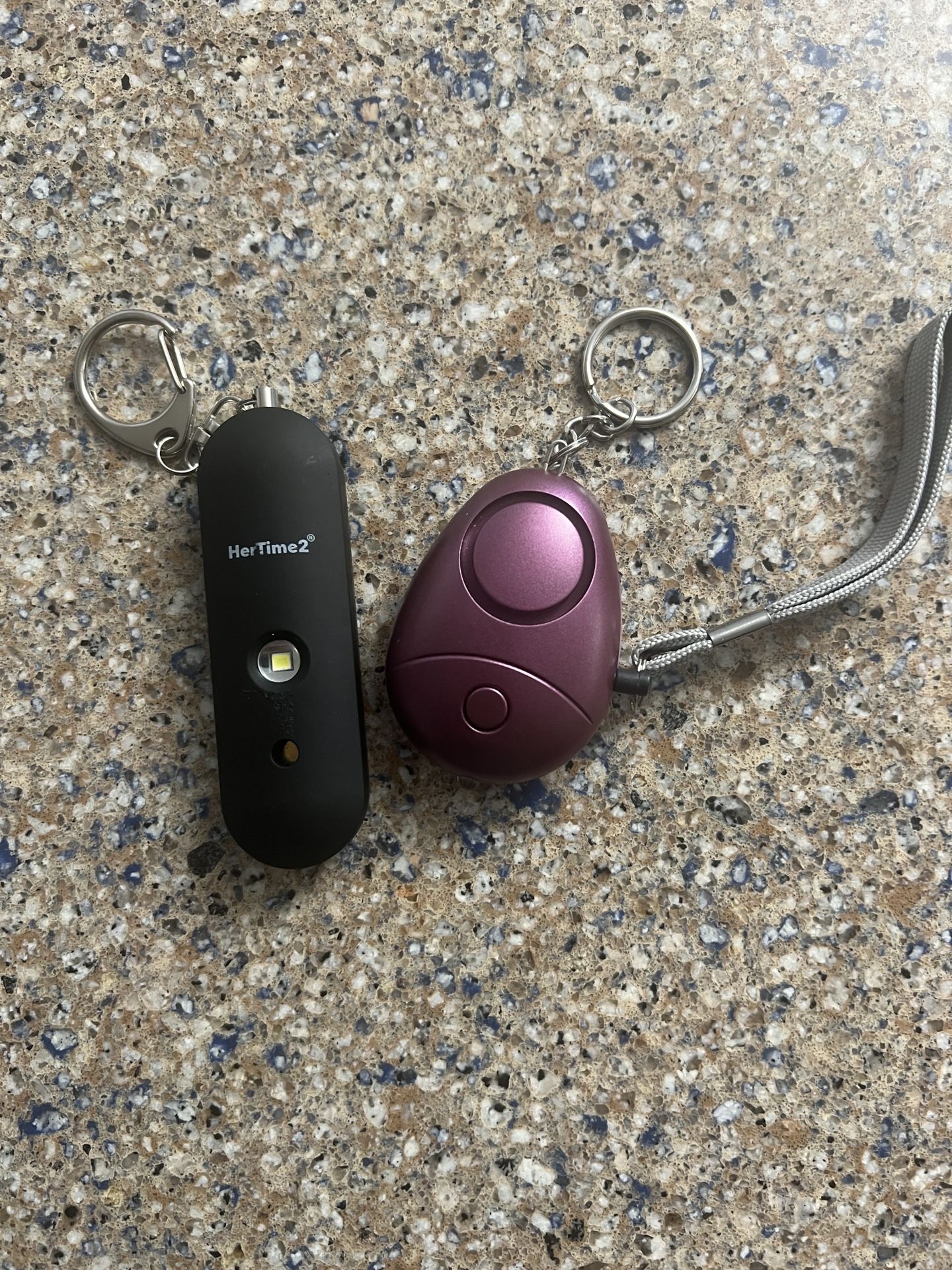 Personal Alarm for protection PINK  pull Pin and Led Light keychain set of 2 