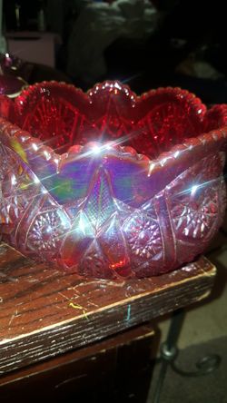 Red Carnival Glass Bowl Thumbnail
