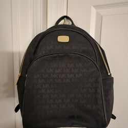 Authentic MICHAEL KORS Mini Abbey Small Backpack Black Canvas Signature MK Logo