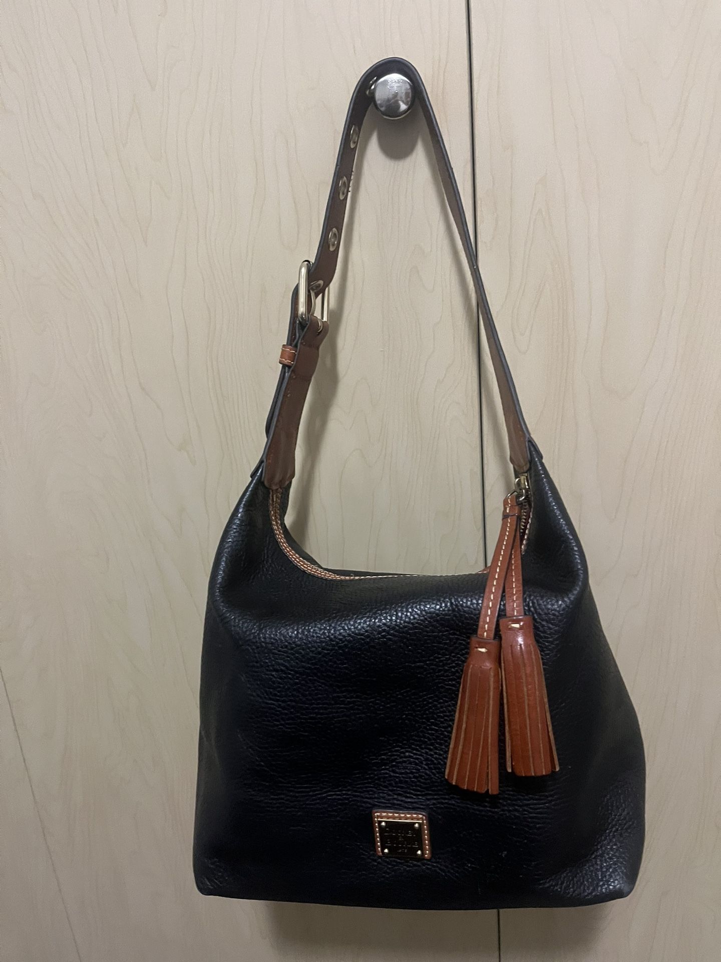 Dooney & Bourke Black Pebble Leather Hobo-Purse