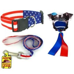 NEW!! Patriotic Dog Collar & Leash With Additional Toy