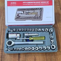 40 Pcs Socket Wrench Set, 1/4" and 3/8" Drive Socket