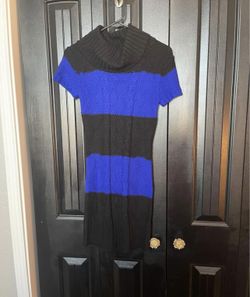 Blue/Black Short Sleeve Sweater Dress Size Medium