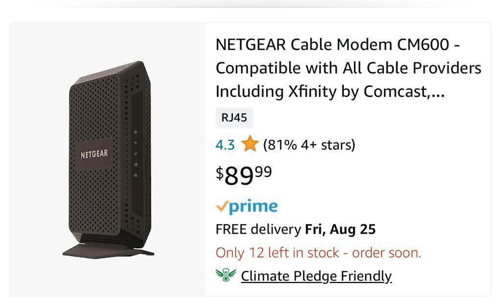 NETGEAR Cable Modem CM600