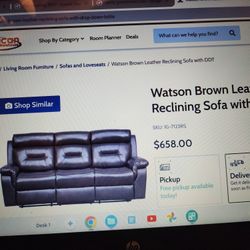 Leather Sofa with drop down Table