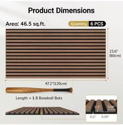 #R4 – Wood Slat Acoustic Wall Panels  Color: Walnut Size: 47.2” × 23.6” 10 Panels / Set Coverage: 77.5 Sq. Ft. Sound Absorbing & Decorative  Price: $1
