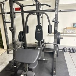 Smith Machine 1001 w/Bench Attachment | 230lb Bumpers Olympic Weights | 7ft Olympic Bar | Gym Equipment | FREE DELIVERY🚚 