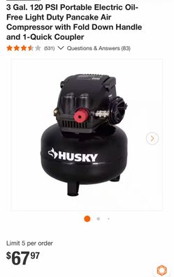 Husky 3 Gal. Pancake Air Compressor