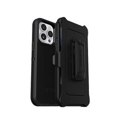 OtterBox iPhone 14 Pro Max Defender Series Case - BLACK , rugged & durable, with port protection, includes holster clip kickstand