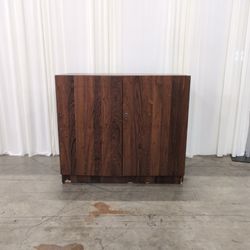 Dark Wood Grain Two-Door Bar Cabinet