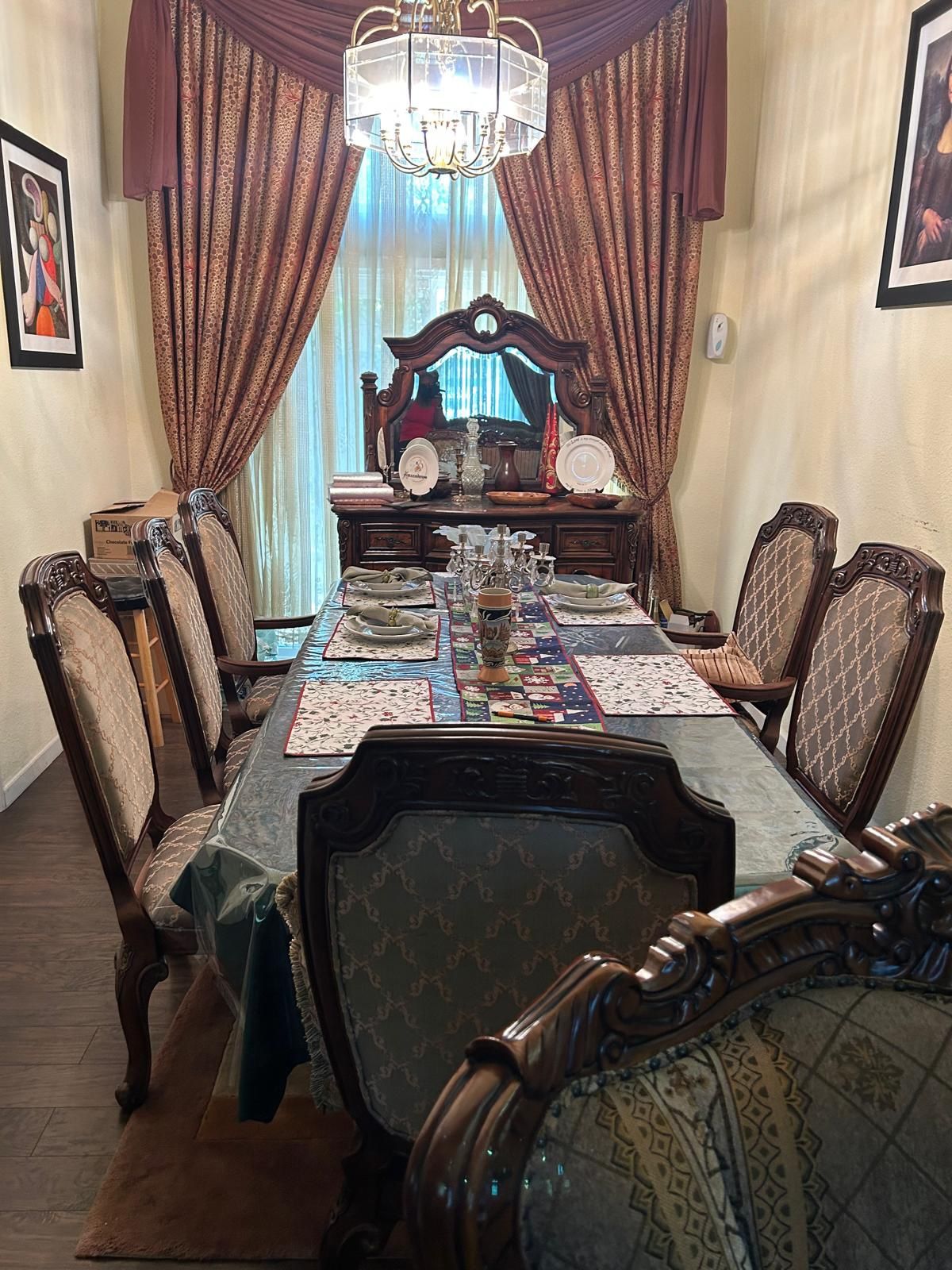 Solid Wood Dining Table Set - Extendable with 6 Chairs