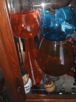 Blue, Red Sniffers: Oversized. And Orange Blenco 21" Decanter And 3 Part Christmas Decanter