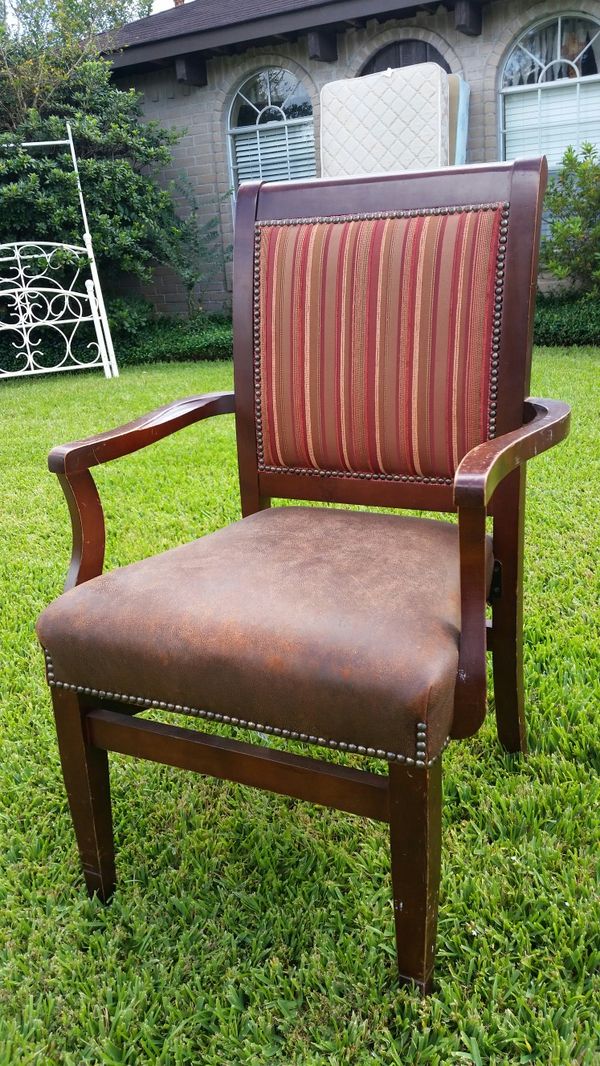 Vintage Genuine Leather And Fabric Accent Armchair By Statesville Vintage Genuine Leather And Fabric Accent Armchair By Statesville Chair Company
