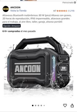 Altavoces Bluetooth inalámbricos: 80 W (pico) Altavoz con graves, 20 horas de reproducción, IPX6 impermeable, altavoces grandes para el trabajo, al ai