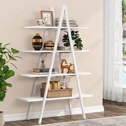 New 4-Tier Bookshelf, A-Shaped Bookcase 4 Shelves Ladder Shelf White