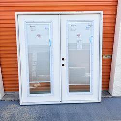 JELD-WEN F-3500 72-in x 80-in x 4-9/16-in Jamb Primed Fiberglass Right-hand outswing French Patio Door