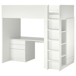 IKEA Bed With Desk And Side Wardrobe.