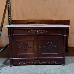 Floor Model Sale! Solid Mahogany Cabinet w Marble Top