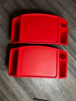 Red Plastic Lap Trays – Set of 2
