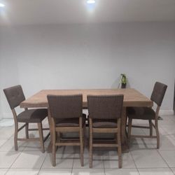 High Top Table With 4 Chairs And Bench, Seats 6 