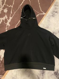 Black Hoodie with Zipper Hood Detail