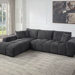 Brand New Comfy Modern Chosen Gray Chenille Fabric Sectional 