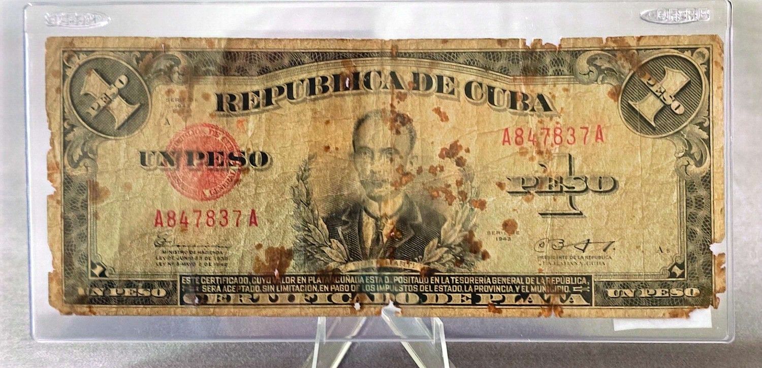 1 Peso-republica De Cuba-certificado De Plata-1943