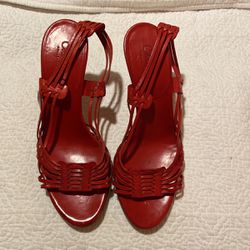 Cole Haan Red Leather huarache-style heeled Sandals Size 9M