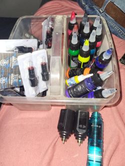 Used once tattoo kit with expensive high quality usa mummy ink and extra needles