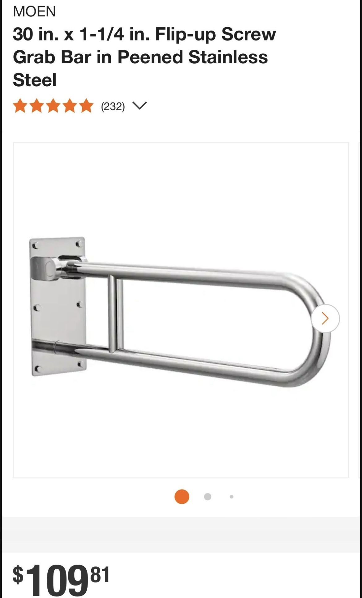 2 Moen Handicap Bathroom Grab Bars